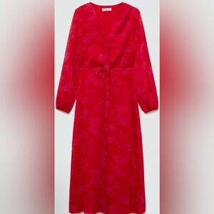 Mango Vibrant Red Long Sleeve Dress
